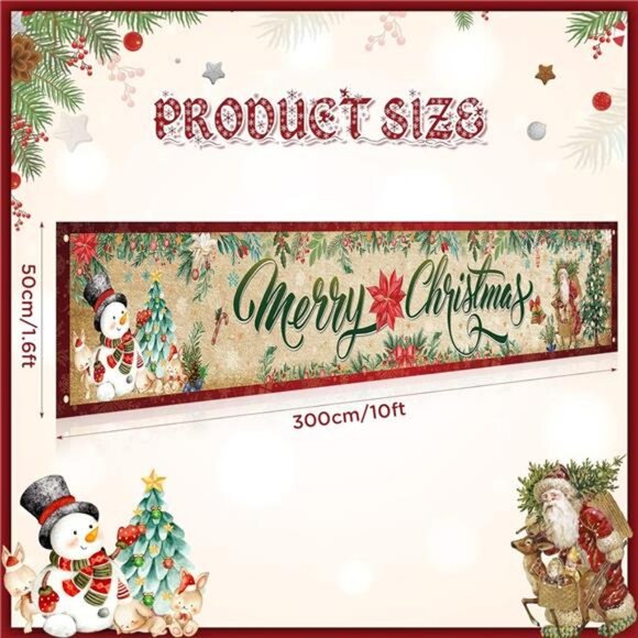 Vintage Christmas Decorations Outdoor Yard Fence Banner Sign, Merry Christmas - Picture 5 of 8